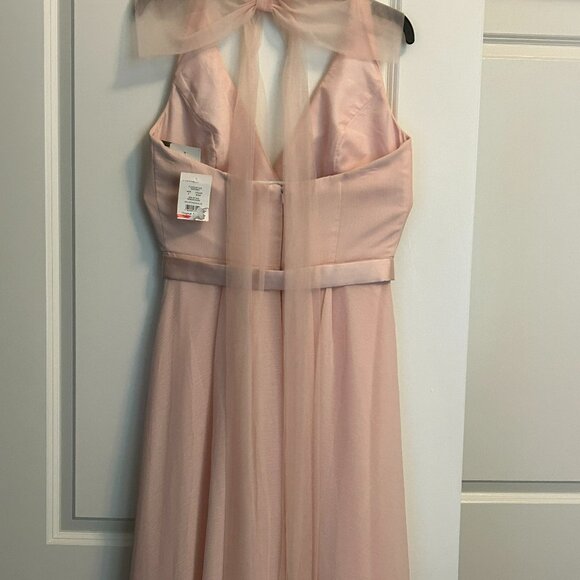 Vera Wang NWT - Blush Chiffon Halter Bridesmaid Dress – Size 8 - Picture 4 of 16